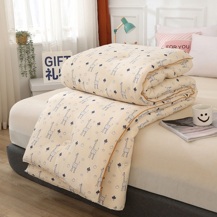 薇玛仕 2025新款A类牛奶丝针织棉印花大豆被 长颈鹿