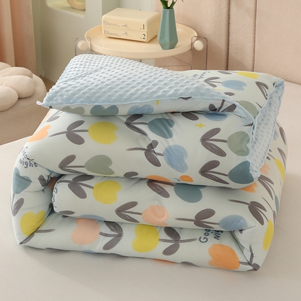 91家纺网 家纺一手货源 找家纺 薇玛仕 2023新款A类针织棉3D豆豆绒大豆被 豆豆绒-郁金香