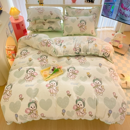 91家纺网 家纺一手货源 找家纺 （总）安哆啦家纺 2024新款牛奶绒三角针四件套