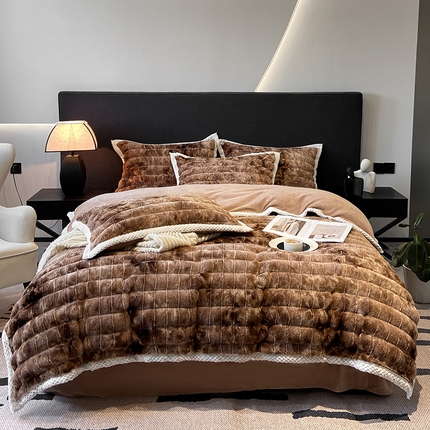 91家纺网 家纺一手货源 找家纺 （总）琪格格纺织 2024新款琪格格A类高档渐变懒兔绒四件套