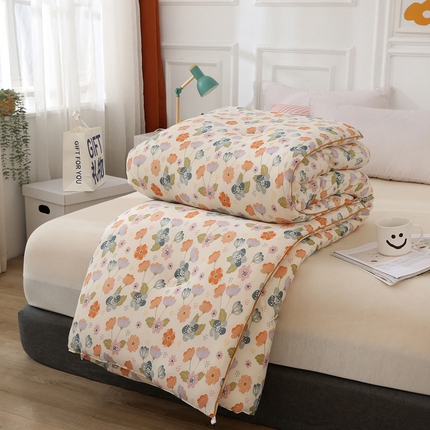 薇玛仕 2025新款A类牛奶丝针织棉印花大豆被 花舞