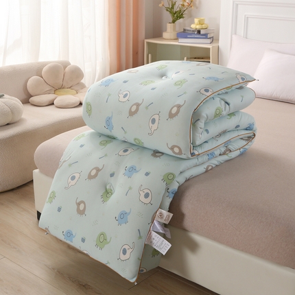 薇玛仕 2025新款A类牛奶丝针织棉印花大豆被 蓝小象