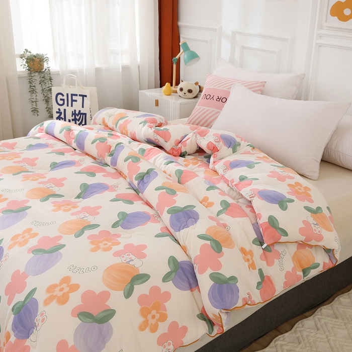 91家纺网 家纺一手货源 找家纺 薇玛仕 2025新款A类牛奶丝针织棉印花大豆被 兔桃桃