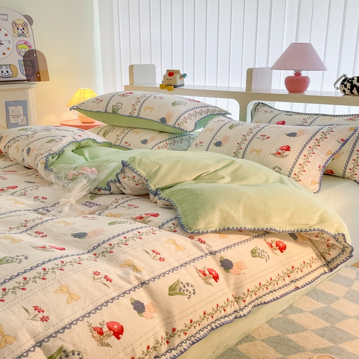 91家纺网 家纺一手货源 找家纺 （总）安哆啦家纺 2024新款牛奶绒三角针四件套