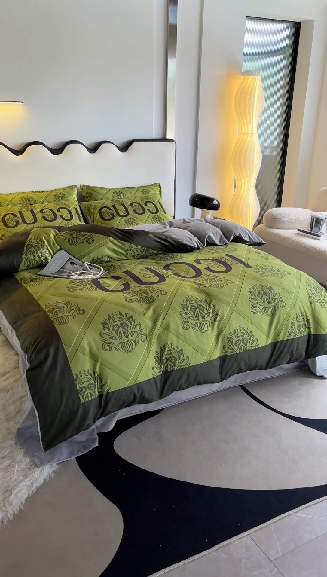 91家纺网 家纺一手货源 找家纺 色鬼 2023新款网红款潮牌婴儿绒宝宝绒印花牛奶绒四件套 复古绿