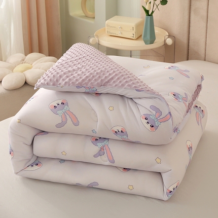 91家纺网 家纺一手货源 找家纺 薇玛仕 2023新款A类针织棉3D豆豆绒大豆被 豆豆绒-黛西兔