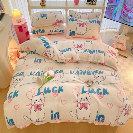 91家纺网 家纺一手货源 找家纺 （总）安哆啦家纺 2024新款牛奶绒三角针四件套