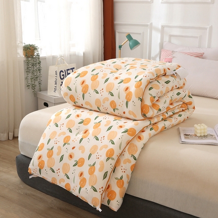 薇玛仕 2025新款A类牛奶丝针织棉印花大豆被 水蜜桃