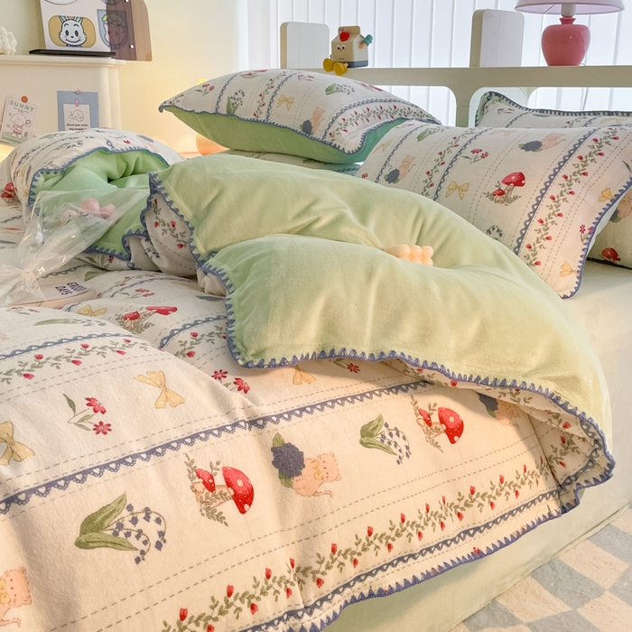 91家纺网 家纺一手货源 找家纺 （总）安哆啦家纺 2024新款牛奶绒三角针四件套