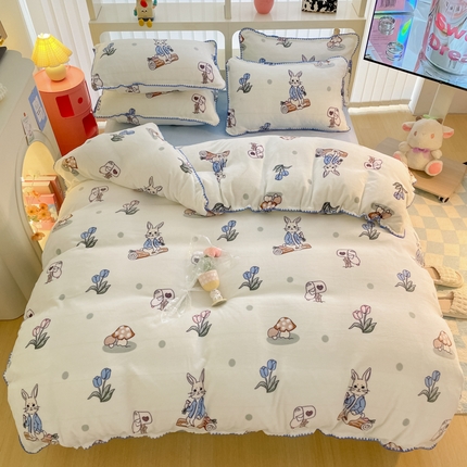 91家纺网 家纺一手货源 找家纺 （总）安哆啦家纺 2024新款牛奶绒三角针四件套