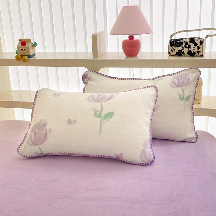 91家纺网 家纺一手货源 找家纺 安哆啦家纺 2024新款牛奶绒三角针四件套 紫色郁金香