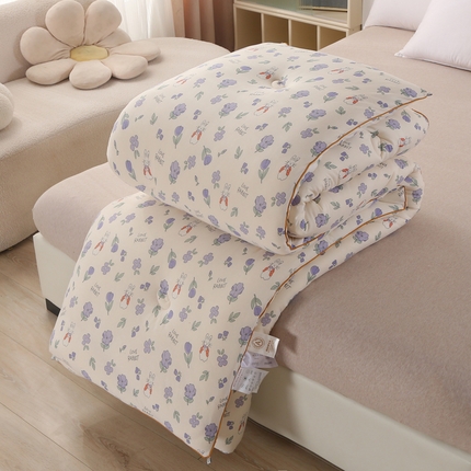 薇玛仕 2025新款A类牛奶丝针织棉印花大豆被 花间兔