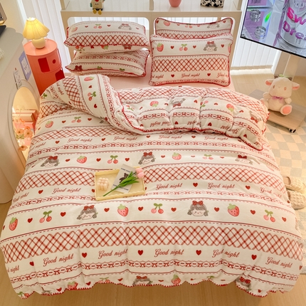 91家纺网 家纺一手货源 找家纺 （总）安哆啦家纺 2024新款牛奶绒三角针四件套