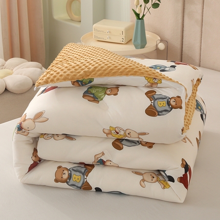 91家纺网 家纺一手货源 找家纺 薇玛仕 2023新款A类针织棉3D豆豆绒大豆被 豆豆绒-动物π