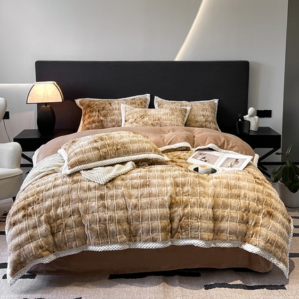 91家纺网 家纺一手货源 找家纺 （总）琪格格纺织 2024新款琪格格A类高档渐变懒兔绒四件套