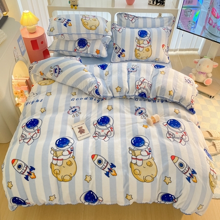 91家纺网 家纺一手货源 找家纺 （总）安哆啦家纺 2024新款牛奶绒三角针四件套