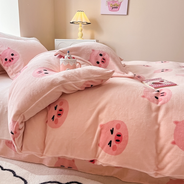 91家纺网 家纺一手货源 找家纺 （总）呗旺鹿 2023新款高克重印花牛奶绒四件套直播