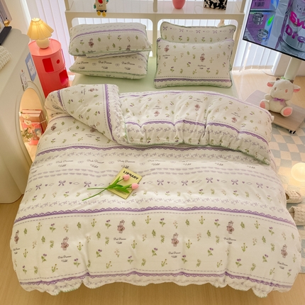 91家纺网 家纺一手货源 找家纺 （总）安哆啦家纺 2024新款牛奶绒三角针四件套