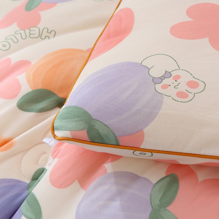 91家纺网 家纺一手货源 找家纺 薇玛仕 2025新款A类牛奶丝针织棉印花大豆被 兔桃桃