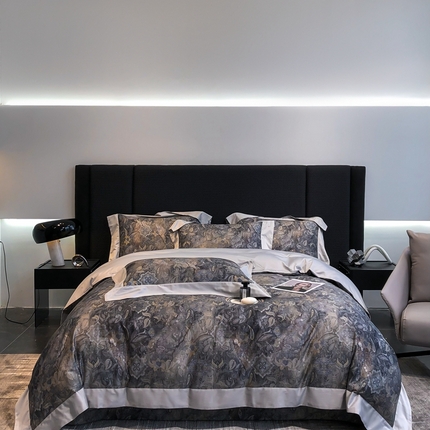 若未2023新款秋冬大牌高支高密进口轻奢风数码印花四件套-欧洛莎 欧洛莎