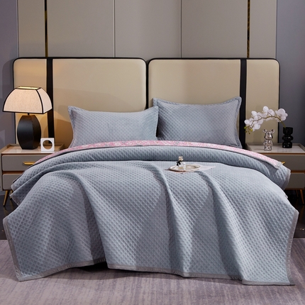 91家纺网 家纺一手货源 找家纺 （总）2024新款高克重华夫格牛奶绒床盖三件套保暖加厚盖毯子毛毯午睡毯