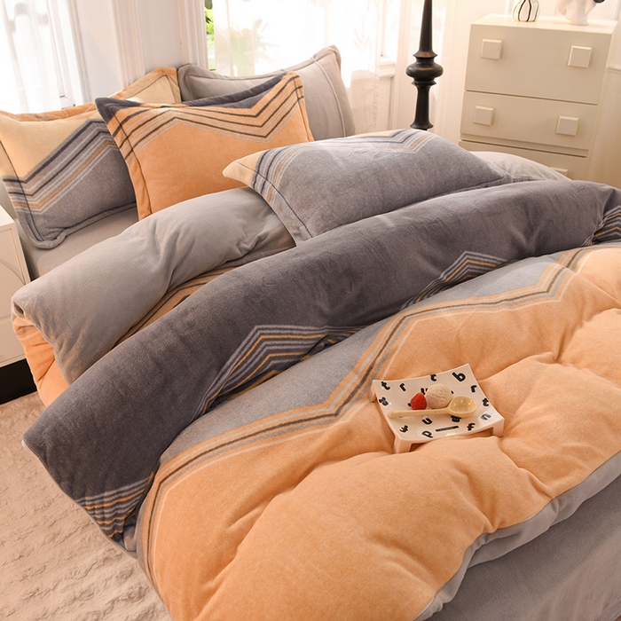 91家纺网 家纺一手货源 找家纺 简如 2025新款冰岛臻绵绒印花系列单被套牛奶绒单被套 晨光