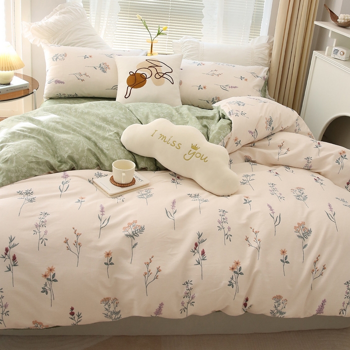 91家纺网 家纺一手货源 找家纺 绫韵家纺 13372ins风全棉斜纹纯棉小清新床上四件套三件套 四季予你