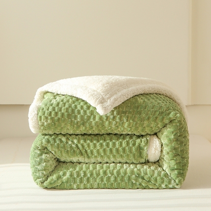 网客 2024新款多功能豆豆绒素色被套毯 翠绿