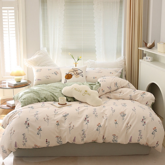 91家纺网 家纺一手货源 找家纺 绫韵家纺 13372ins风全棉斜纹纯棉小清新床上四件套三件套 四季予你