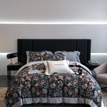 91家纺网 家纺一手货源 找家纺 （总）若未2023新款秋冬大牌高支高密进口轻奢风数码印花四件套-欧洛莎