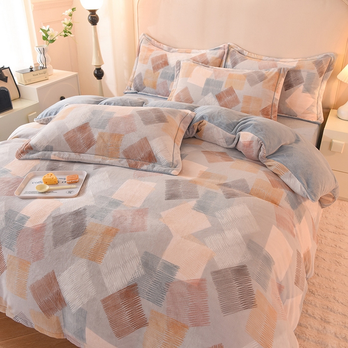 91家纺网 家纺一手货源 找家纺 2025新款冰岛臻棉绒印花系列牛奶绒小号三件套 贝尔