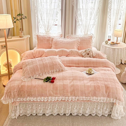 91家纺网 家纺一手货源 找家纺 （总）宜凡家纺 2023新款宜凡-高克重兔绒牛奶绒床盖四件套
