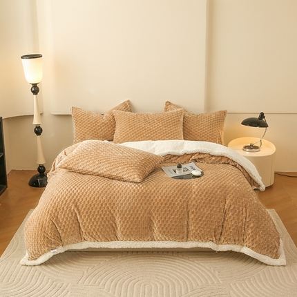 91家纺网 家纺一手货源 找家纺 （总）网客 2024新款多功能豆豆绒素色被套毯