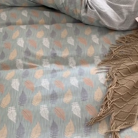 91家纺网 家纺一手货源 找家纺 绫韵家纺 13372ins风全棉斜纹纯棉小清新床上四件套三件套 几叶
