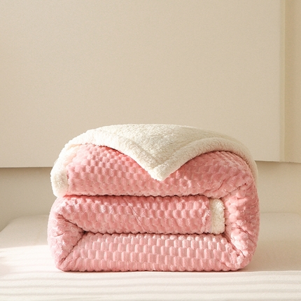 网客 2024新款多功能豆豆绒素色被套毯 公主粉