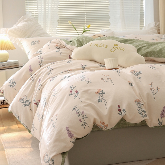 91家纺网 家纺一手货源 找家纺 绫韵家纺 13372ins风全棉斜纹纯棉小清新床上四件套三件套 四季予你