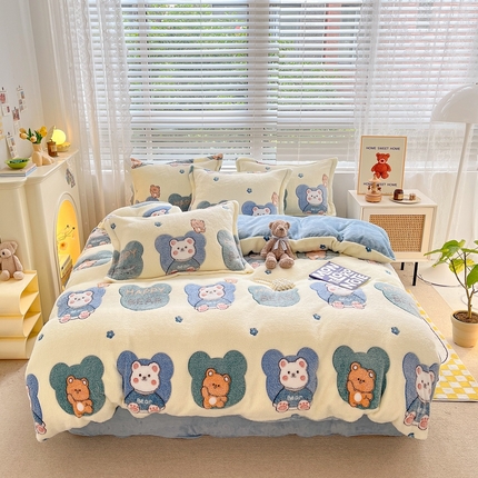 91家纺网 家纺一手货源 找家纺 （总）苏拉家居 2023新款5D雕花雪花绒四件套