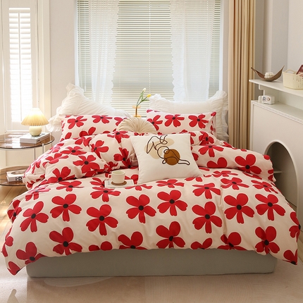 91家纺网 家纺一手货源 找家纺 （总）绫韵家纺 13372ins风全棉斜纹纯棉小清新床上四件套三件套