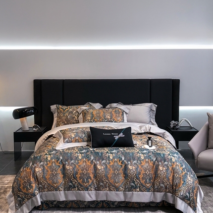 91家纺网 家纺一手货源 找家纺 （总）若未2023新款秋冬大牌高支高密进口轻奢风数码印花四件套-欧洛莎