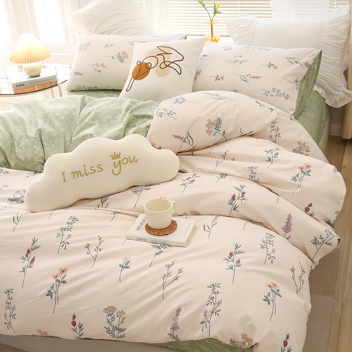 91家纺网 家纺一手货源 找家纺 绫韵家纺 13372ins风全棉斜纹纯棉小清新床上四件套三件套 四季予你