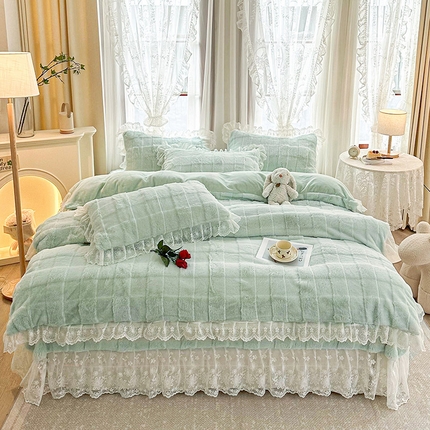 91家纺网 家纺一手货源 找家纺 （总）宜凡家纺 2023新款宜凡-高克重兔绒牛奶绒床盖四件套