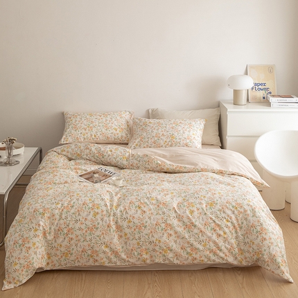 91家纺网 家纺一手货源 找家纺 （总）绫韵家纺 13372ins风全棉斜纹纯棉小清新床上四件套三件套