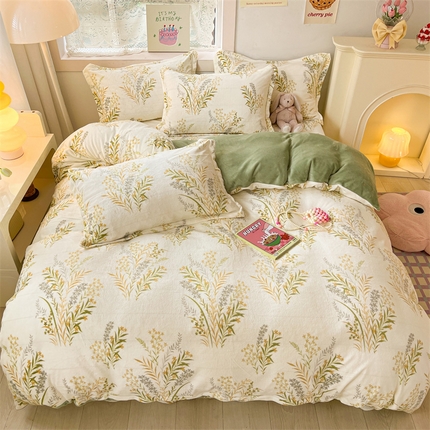 名兮家居 2023新款高克重牛奶绒四件套 仙草