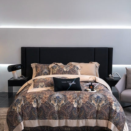 若未2023新款秋冬大牌高支高密进口轻奢风数码印花四件套-欧洛莎 莫梵