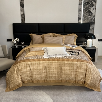 数码印花大版图案意式轻奢静奢风高端四件套-宝利来 2 宝利来 香槟金