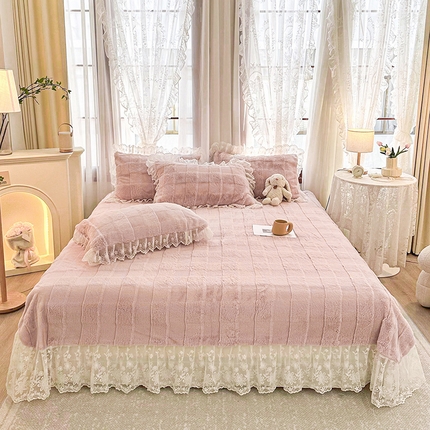 91家纺网 家纺一手货源 找家纺 （总）宜凡家纺 2023新款宜凡-高克重兔绒牛奶绒床盖三件套