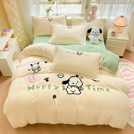 91家纺网 家纺一手货源 找家纺 （总）丽美人家纺 2023新款毛巾绣绒四件套