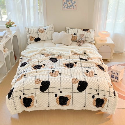 91家纺网 家纺一手货源 找家纺 （总）网客 2024新款豆豆绒印花被套毯