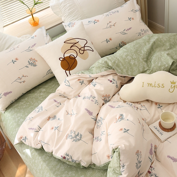 91家纺网 家纺一手货源 找家纺 绫韵家纺 13372ins风全棉斜纹纯棉小清新床上四件套三件套 四季予你