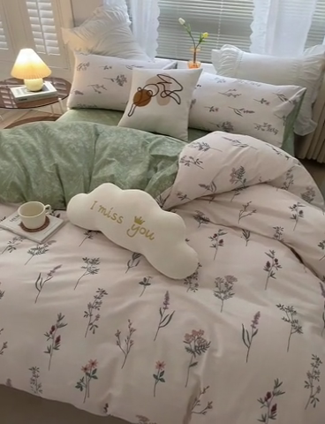 91家纺网 家纺一手货源 找家纺 绫韵家纺 13372ins风全棉斜纹纯棉小清新床上四件套三件套 四季予你